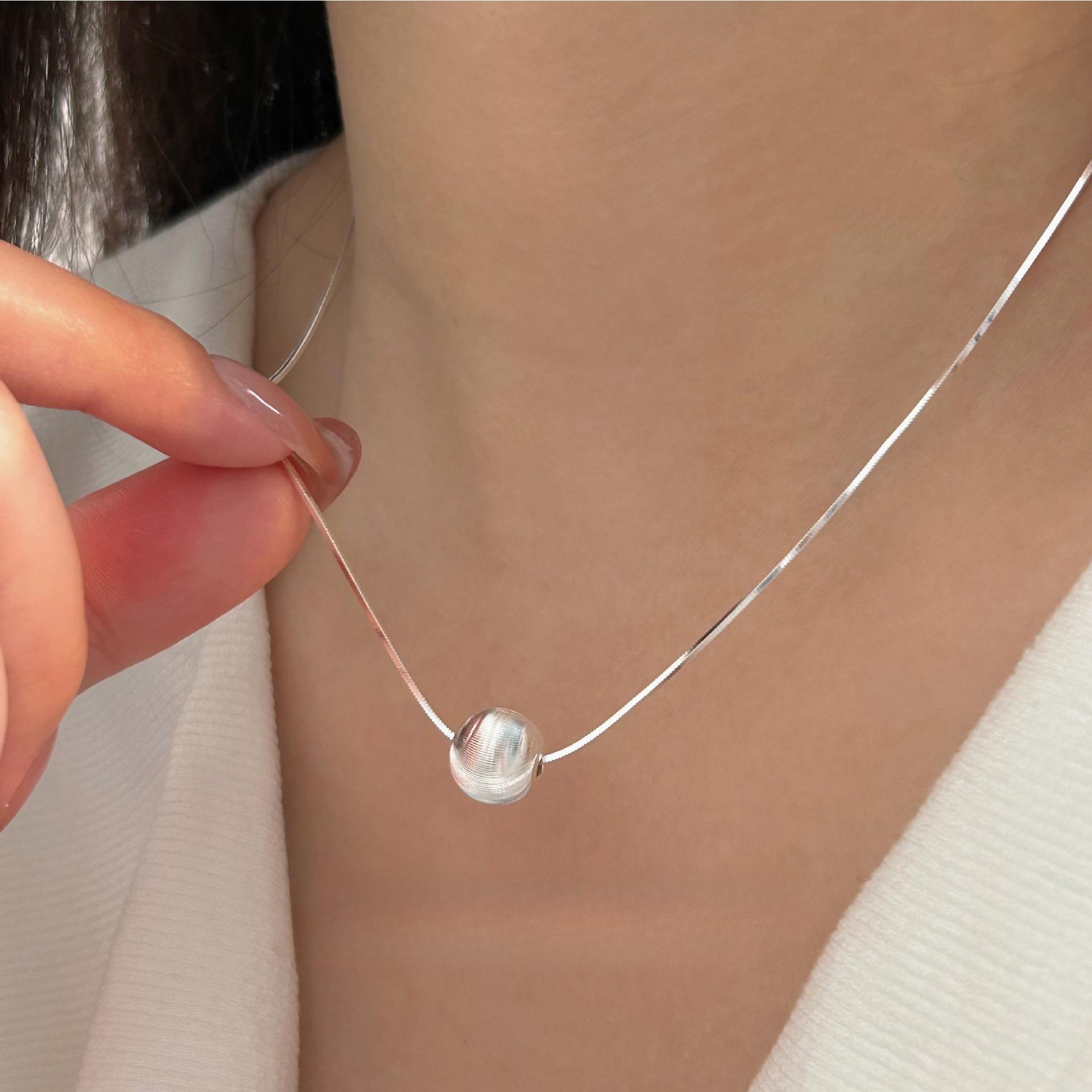 

925 Silver Necklace Bead Pendant Simple for Women Wedding Engagement Jewelry Fashion Classics Gift Party High quality