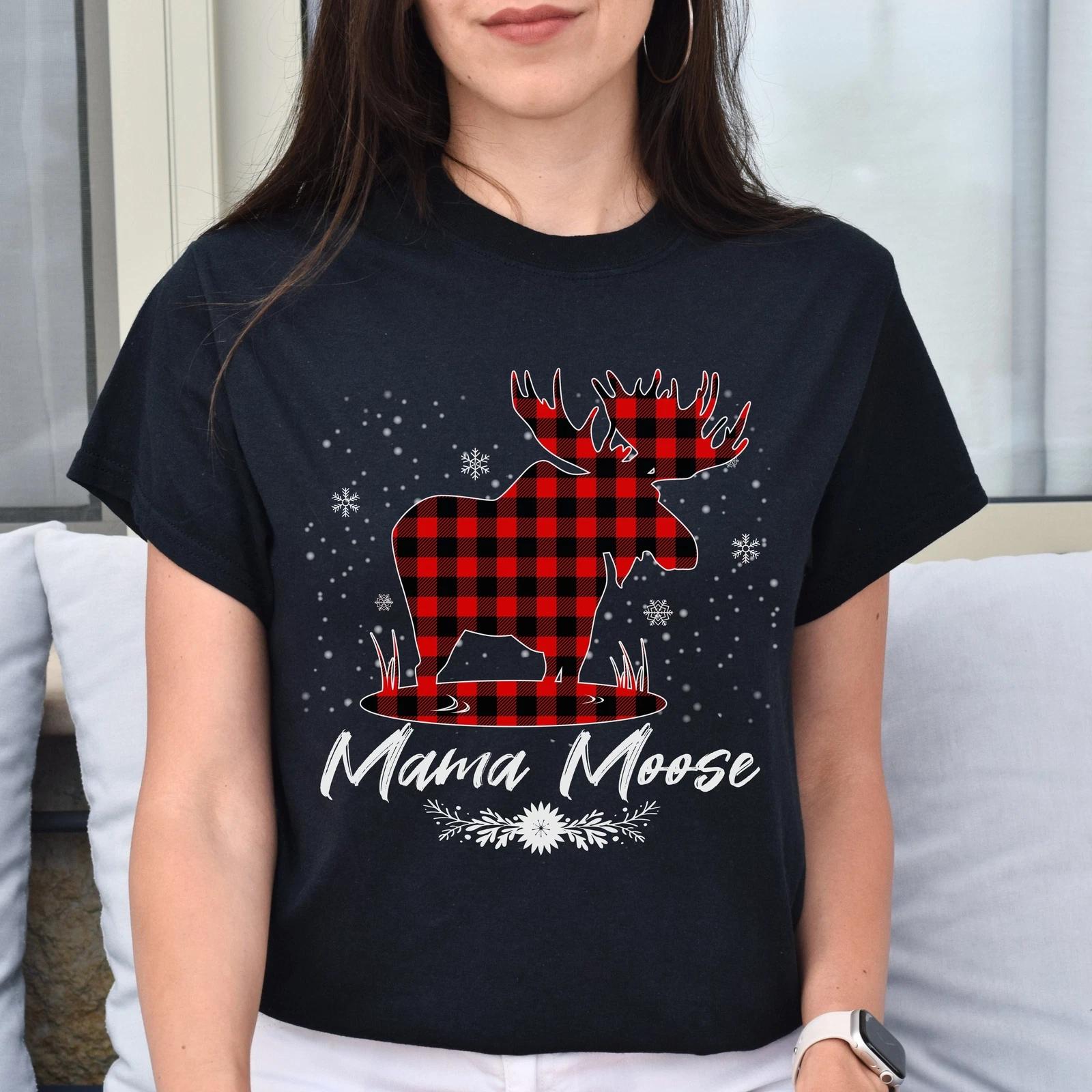 Mama Moose Christmas Unisex shirt mother Holiday tee Black Dark Heather 2XL