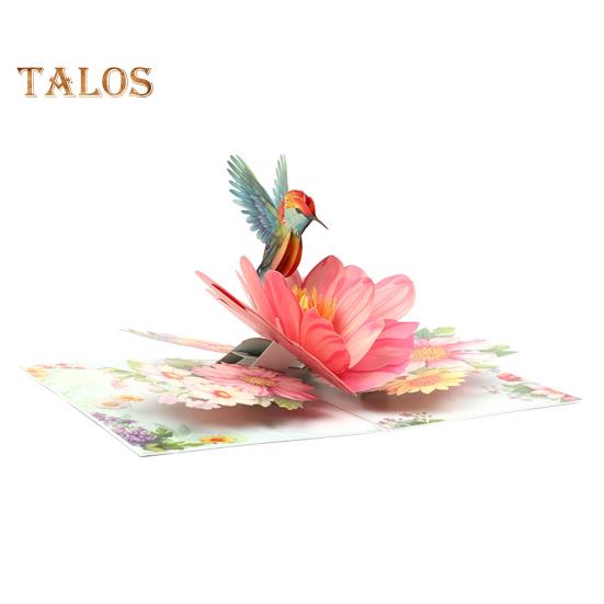 

Открытка на день рождения с колибри, сделанная своими руками, объемная открытка с птицей и цветком, 3D-открытка на День матери, годовщина, День святого Валентина, поздравительная открытка для женщин B