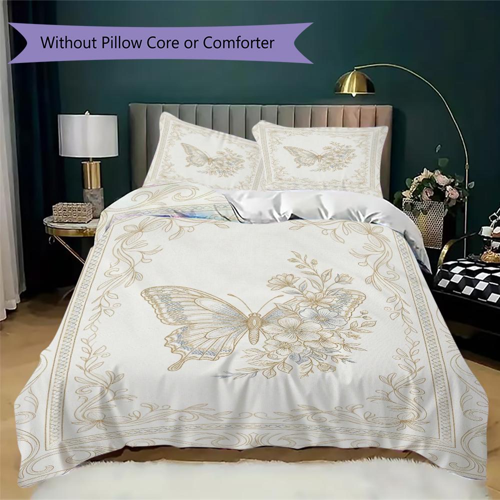 Butterfly Decoration Pattern Bedding Uilt Set Uilt Cover Pillowcase Home Decoration Birthday Gift (1 * Duvet Cover + 2 * Pillowcase Without Core)37