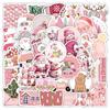 50PCS Pink Christmas Graffiti Stickers: Cute Santa & Snowman Decorations, Girly Style, Waterproof Decals