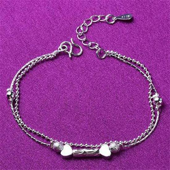Silver Multi-layer Beaded Bracelet for Women - Fashionable Korean Style, Perfect Small Accessory or Gift