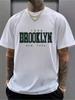 Weißes Kurzarm-T-Shirt mit Brooklyn-Aufdruck Herren Neu Sommer Lässig Rundhalsausschnitt Reines Baumwoll-Kurzarm-T-Shirt