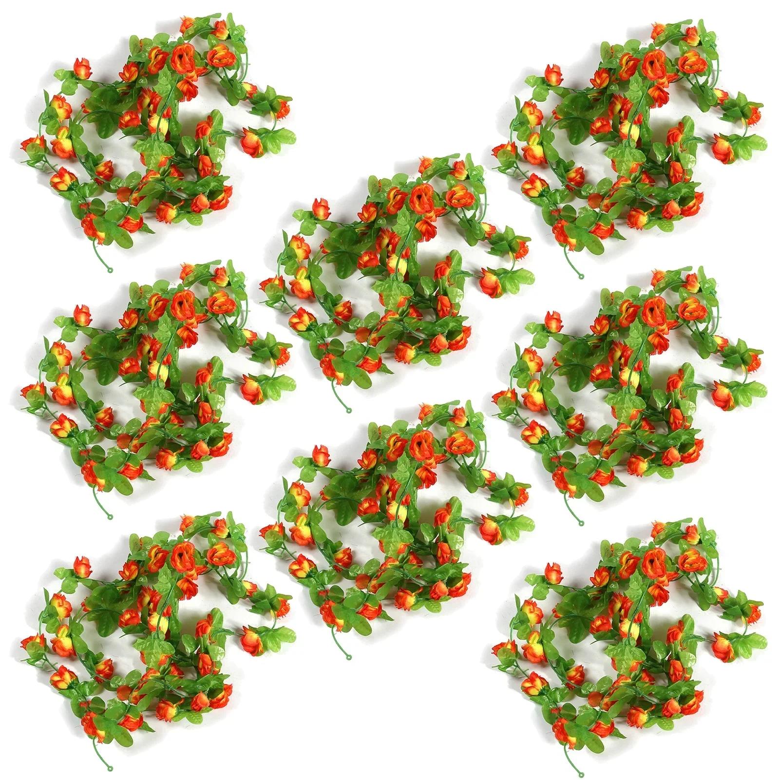 

40 Heads Simulated Rose Flower Vine Hedge Living Room Wedding Decoration Wall Hanging Simulated Flowers Rattan 8pcs 230cm пастельні червоний колір