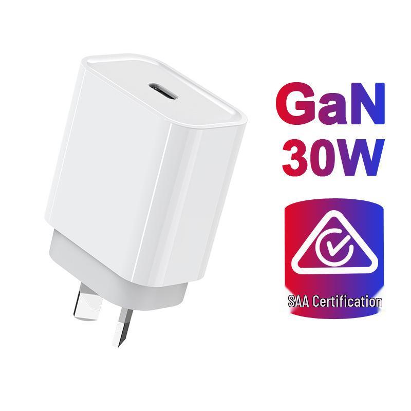 

PD30W GaN Charger: SAA Certified, 11V/3A, 20V/1.5A, 9V/3A, 5V/3A Single C Black