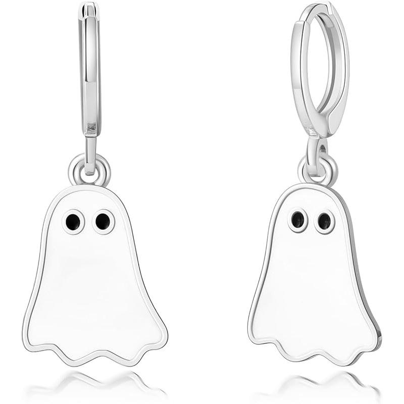 

Cute Ghost Earrings Long Metal Earring Fashionable Female Accessories Wholesale Trendy Drop Earrings серебряный