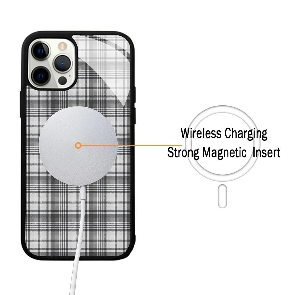 White Black Plaid Print Phone Case For IPhone 16 15 14 13 Pro Max 11 12 Mini Alex Mirror For Magsafe Wireless Charging Cover