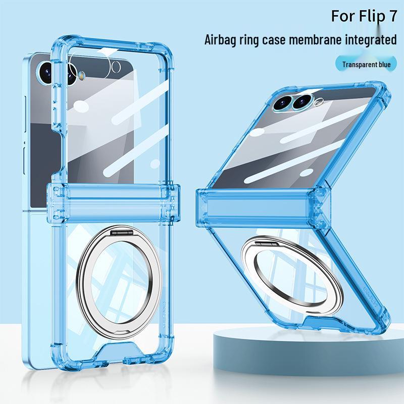 Etui na Samsunga Z Flip7: Wysokiej klasy przezroczysty magnetyczny z powłoką galwaniczną i obracanym o 360° stojakiem
