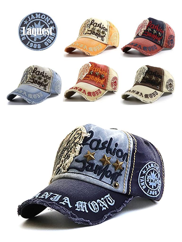 Laquest American Casual Baseball Studded and Embroidered Cap, 100% Cotton, (Navy)