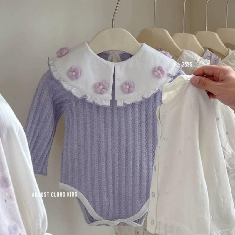 Baby Cotton Romper Girls Newborn 0-12 Months Long Sleeve Outfit Triangle Crawling Suit
