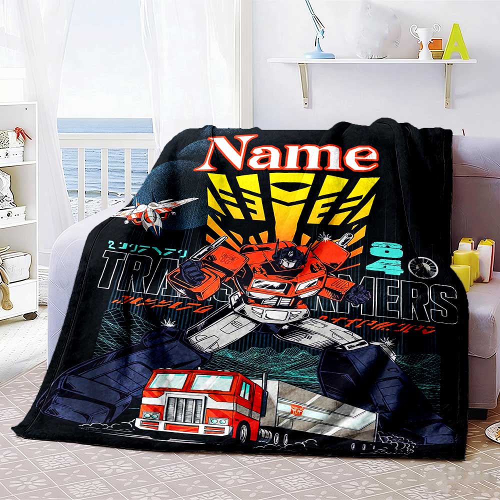 Love Transformers (11) Personalized Text Blanket Lightweight Personalized Blanket Durable Comfort Versatile for Nap Bed Office Home Decor