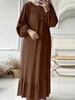 2024 Women's Long-Sleeve Vintage Ruffle Hem Dress - Spring/Autumn Fashion