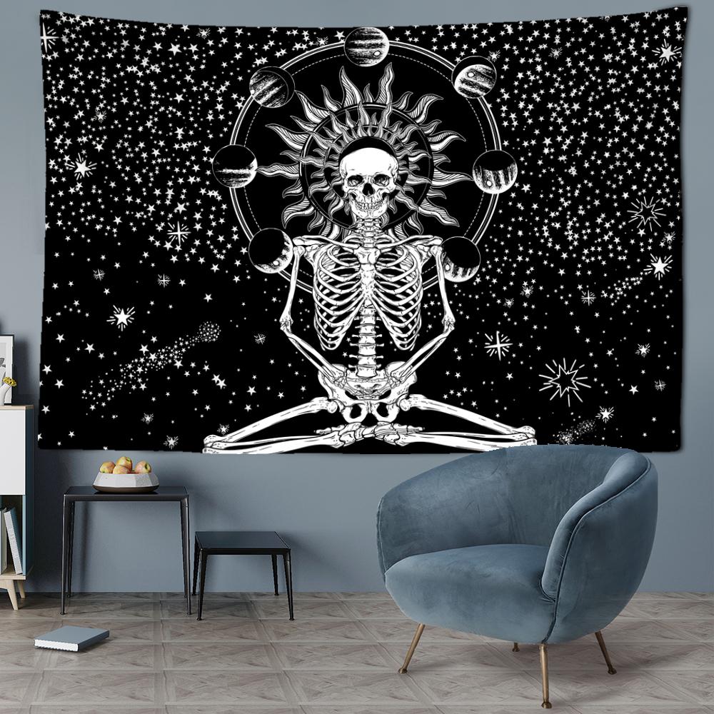 Planet Skull Frame Tapestry Wall Hanging Dark Hippie Tapies Psychedelic Witchcraft Living Room Home Decor