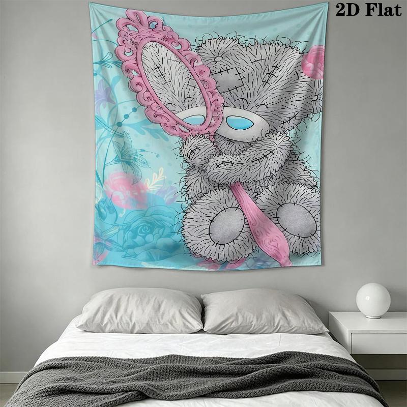 Tatty Teddy Wall Tapestry Aesthetic Wall Hanging Printed Fabric Blanket Decorative Tapestries for Bedroom Living Room Home Decor
