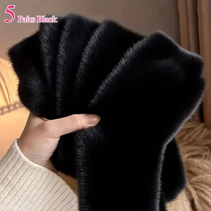 Mink Velvet Socks for Women and Men Autumn and Winter Thicken Thermal Coral Velvet Sleep Plush Floor Black White Socks Underwear