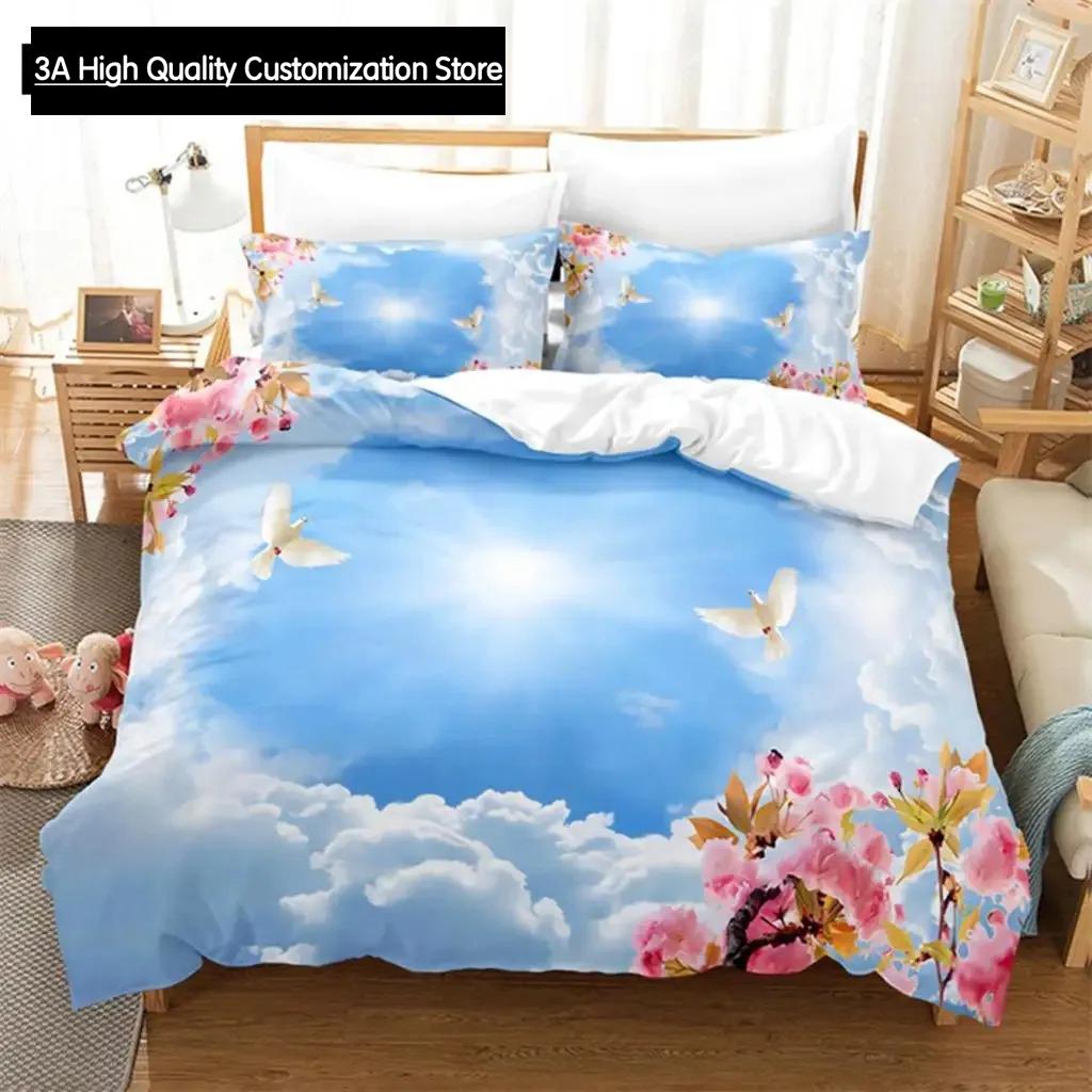 Comforter Blue Sky Scenery Queen Bedding Set Kids Bedding Digital Printing King Size