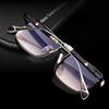 Men'S High-End Light Luxury Half Frame Sunglasses Travel Sunglasses With Metal Frames Wood Grain Brown Driving Glasses