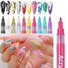 Penna per graffiti per nail art per unghie 3D Fai da te Smalto colorato impermeabile a lunga durata Pittura Disegno Liner Pen Strumenti per manicure Pennarello per vernice