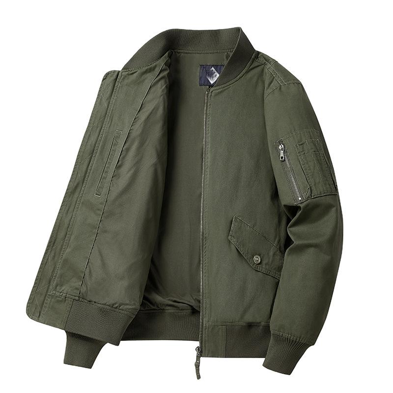 Bomberjacke aus gewaschener Baumwolle für Herren im Frühling und Herbst, amerikanische Freizeitjacke mit lockerem Baseball-Trikot für Herren