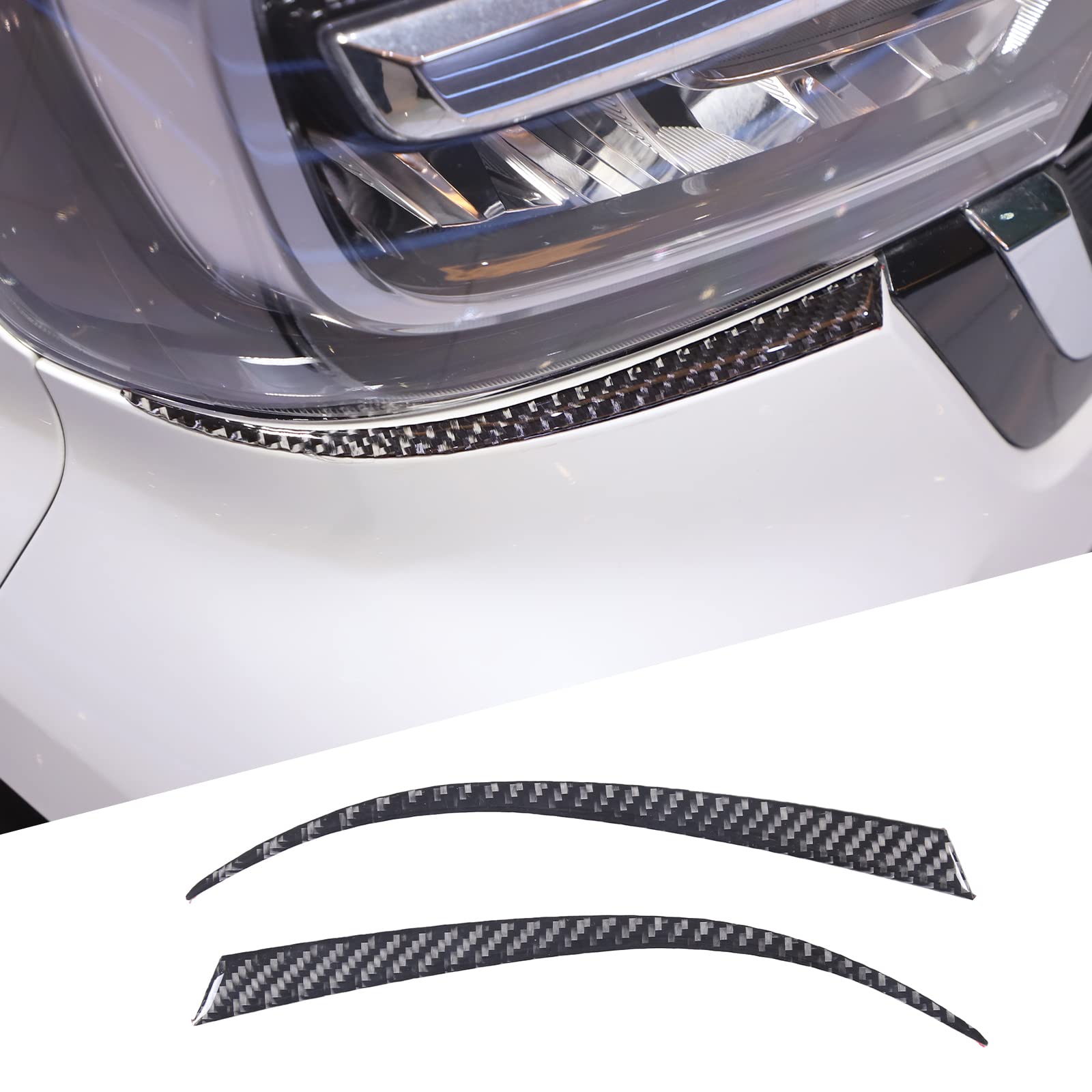 

METYOUCAR Headlight Front Lamp Decals for Honda JF3 JF4 Left and Right Carbon Fiber Eyebrow Trim Easy Car Custom Exterior Set of 2 Stickers, N-BOX чёрный