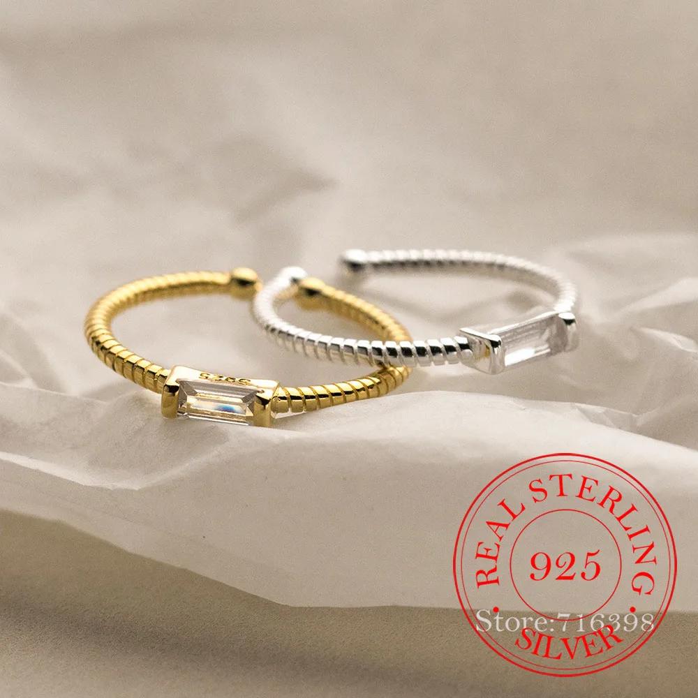 925 Sterling Silver Simple Square Crystal Rings For Women Men Vintage Jewelry Everything Party Gift