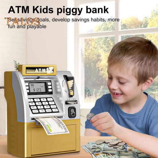 Dziecięcy bankomat Skarbonka Zabawka z Kartą Elektroniczna Gotówka Moneta Oszczędnościowa Skarbonka Edukacyjna Automatyczna Hasło Bankomat Maluchy Chłopcy Dziewczęta Prezent