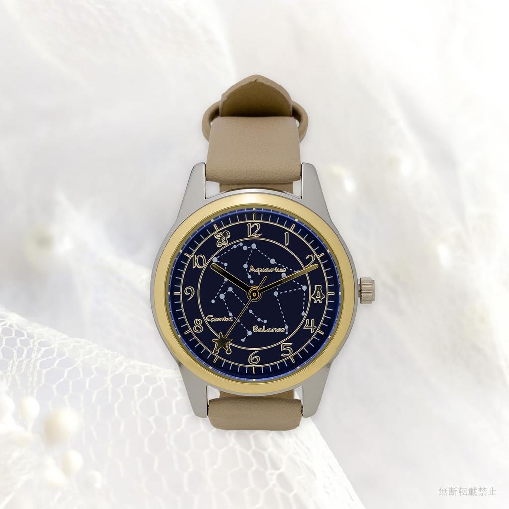 FIELD WORK Women's Analog Watch Leather Strap Luminous 12 Constellations White Dial Meola DT127-1