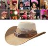 Adult Unisex Cowboy Hat for Travel Outdoor Summer Sun Hat Soft Breathable Mesh Cowgirl Hat Women Men Beach Cap Headwear
