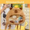 Capybara Cartoon Cute With Transparent Layer Can Hold Badge Backpack Plush