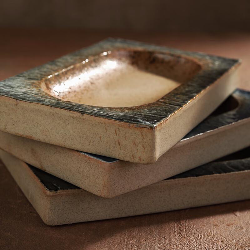 Vintage Kiln Glaze Ceramic Rectangular Dinner Plate Set