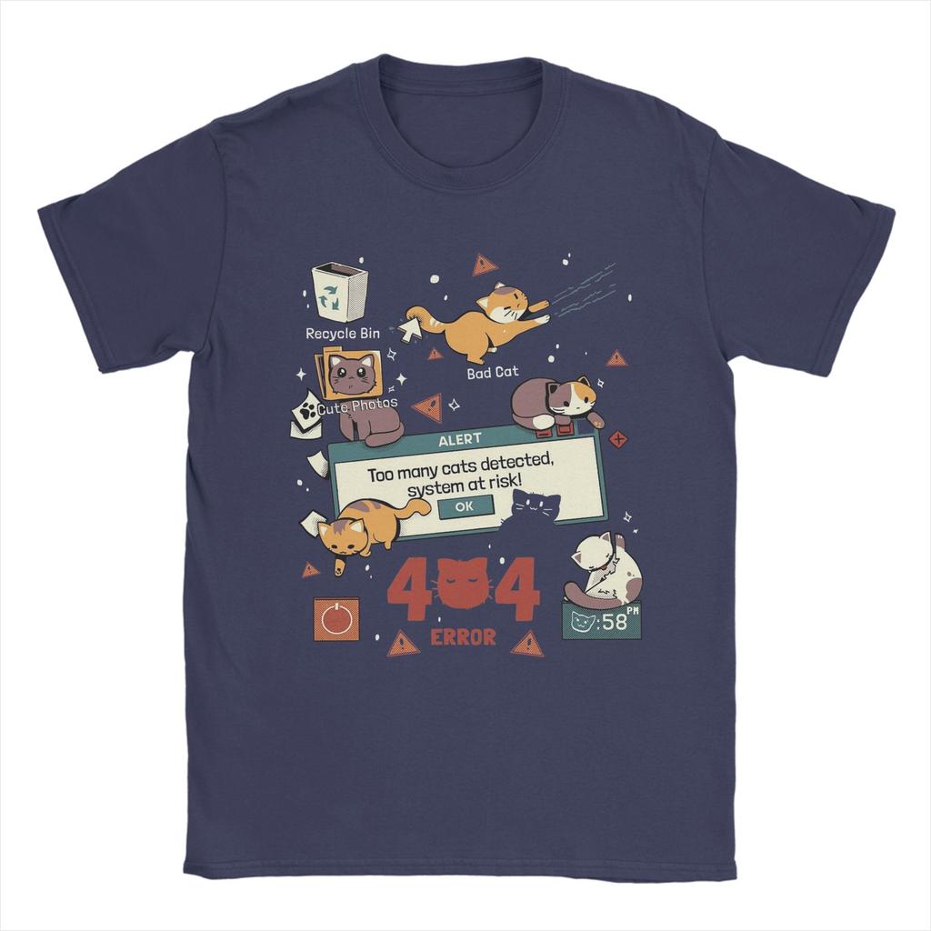 Men Too Many Cats Alert Playing Computer T Shirts  100% Cotton Clothing Casual Short Sleeve Crew Neck Tee Shirt Party T-Shirt