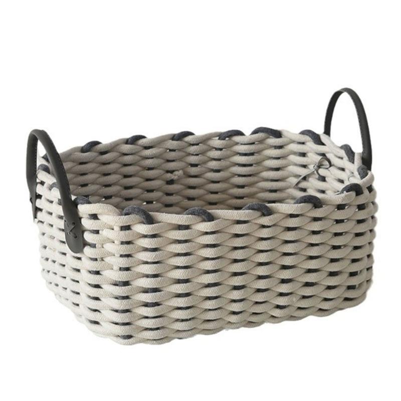 Sturdy Cotton Rope Basket with Handles Practical Woven Storage Holder Baskets For Organizing Clothes Towels And More