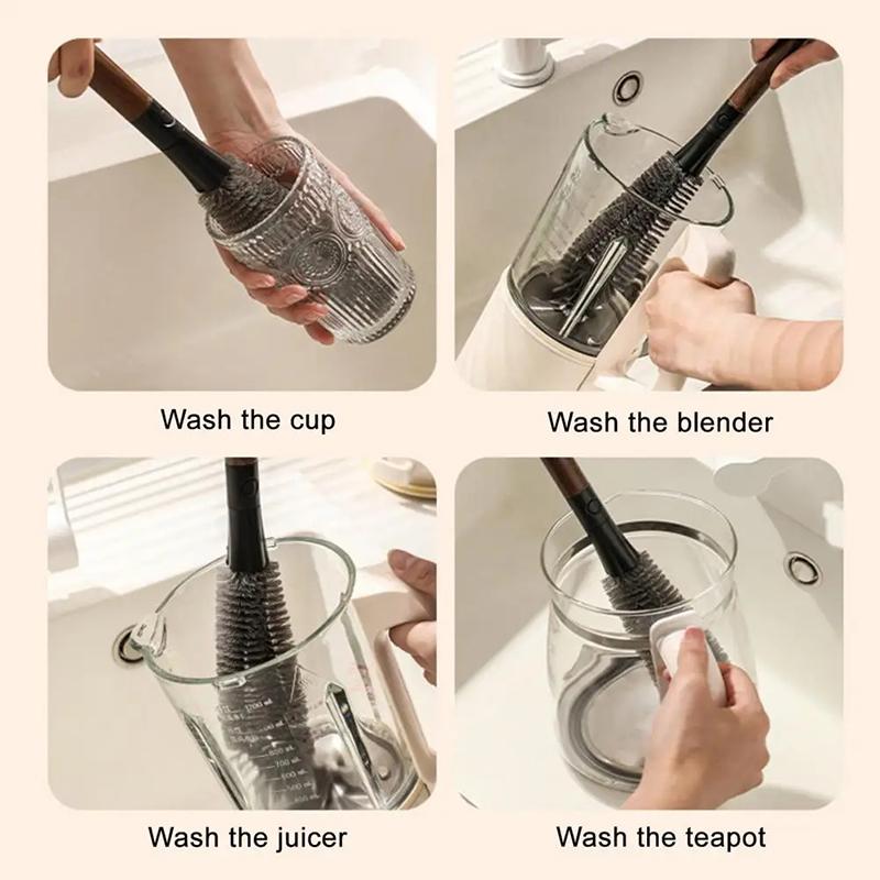 2 In 1 Milk Bottle Brush Cup Scrubber Glass Cleaner Kitchen Cleaning Tool Long Handle Drink Bottle Glass Cup Cleaning Brush