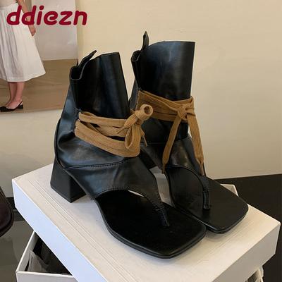 Moda Moda Sznurowane Damskie Botki Na Obcasie Obuwie Odkryte Palce Damskie Sandały Gladiator Botki Damskie Klapki Szpilki Buty