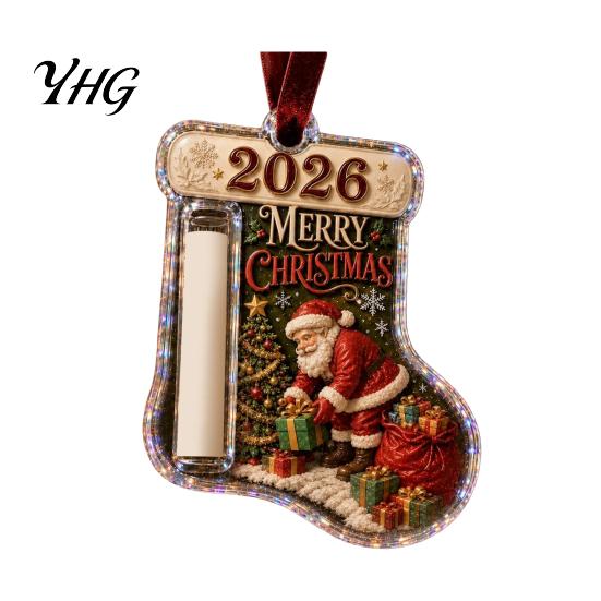 Christmas Money Holder for Cash Stocking Shaped Gift Ornament, Acrylic Hanging Festive Home Holiday Accessory Decor, Xmas Tree Tree, Party Supplies