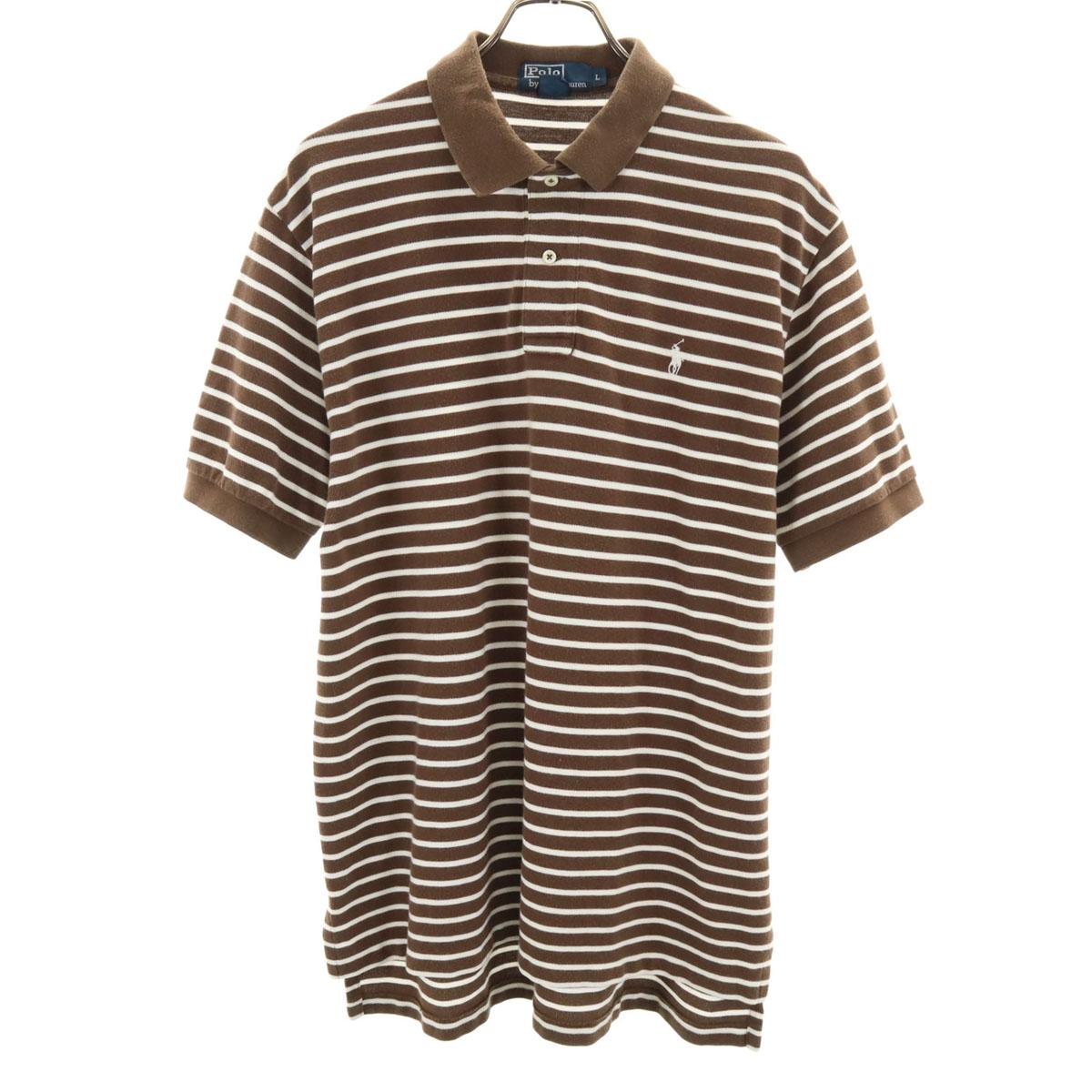 

Поло от Ralph Lauren с бордюрным узором, футболка-поло с коротким рукавом, L, коричневый, цвет олененка, мужская, б/у