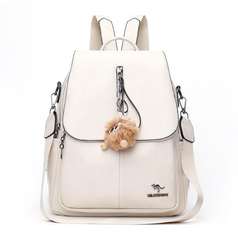 Schoolbag Retro Soft Leather Backpack for Women, 1011 New High-end Casual Commuting Large-capacity Travel Backpack and School Bag