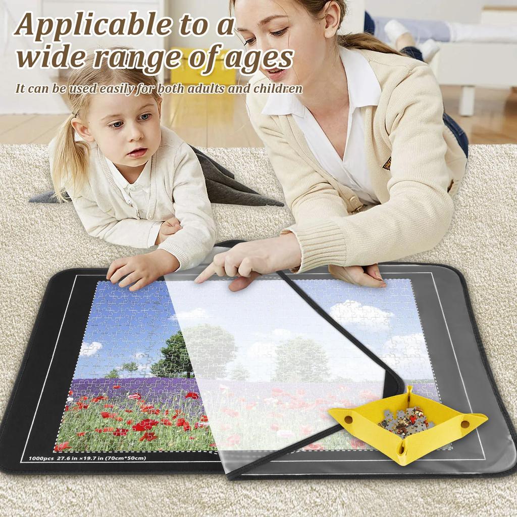 Puzzle Board Mat Set Easy to Store Versatile Jigsaw Board with Sorting Tray Sturdy Dust Proof Puzzle Sorting Tray for Your Kids