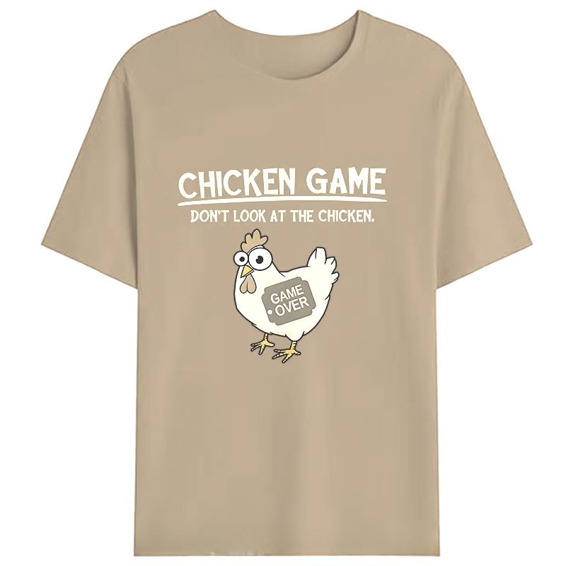 Chicken Game Don't Look At The Chicken Funny Meme Men's Women T-Shirt Cotton Tee Tops Classic Novelty Gifts Short Sleeve  Casual