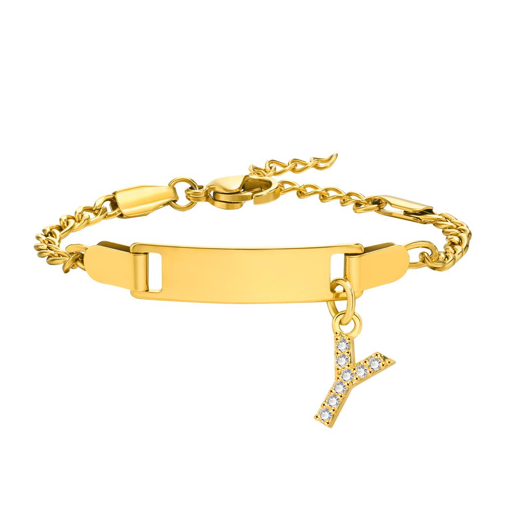 Bracelet Personnalisé au Nom Avec Initiales pour Garçon Fille, Gravure Gratuite Date ID Bracelet de Poignet Cadeau d'Anniversaire