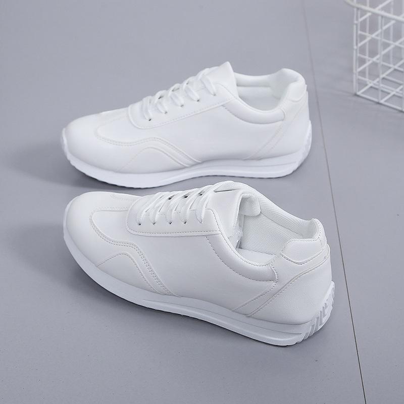 Fashion Women's White Leather Sneakers Sport Vulcanized Shoes Comforthable Spring Sneakers Casual Shoes Fashion School Tennis Flat Shoes