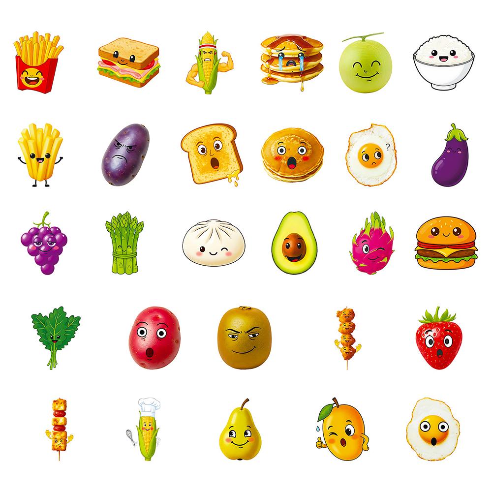 10/30/56pcs Funny Cute Creative Food Meme Stickers Kawaii Fruit Rice Bread Cartoon Sticker Fridge Phone Suitcase Decals Toy Gift
