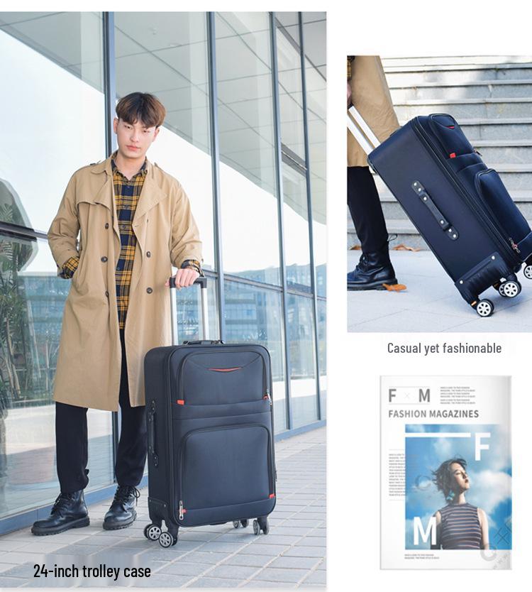 Valiză durabilă din pânză Oxford cu roți universale, capacitate mare (24-28 inch), Troller cu parolă pentru bărbați și femei.