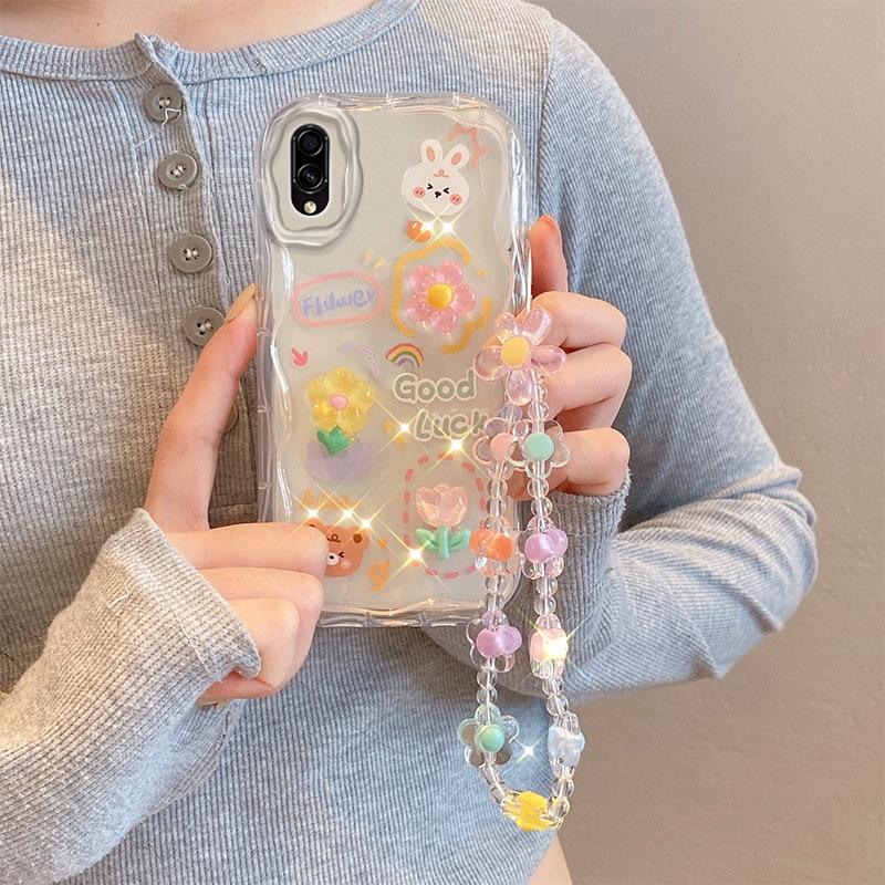 Samsung A20, M02, A03, A52S Silicone Case: Cute Cartoon Doll Design, Anti-Fall, Flower Bracelet for Women