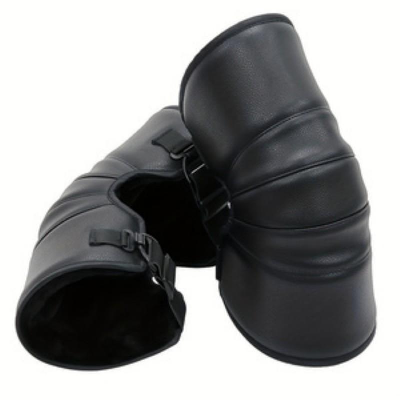 Winter Men's Outdoor PU Leather Fuzzy Thick Knee Guard