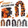 Artificial Maple Leaf Garland 175cm Halloween Decorative Vine with Pumpkin Accents for Indoor Outdoor Seasonal Home Decoration