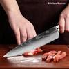 Damascus Laser Cut Chef's Knife Kitchen Knife Set Red Resin Handle Fruit Knife Carving Knife Handy Home Slicing Knife