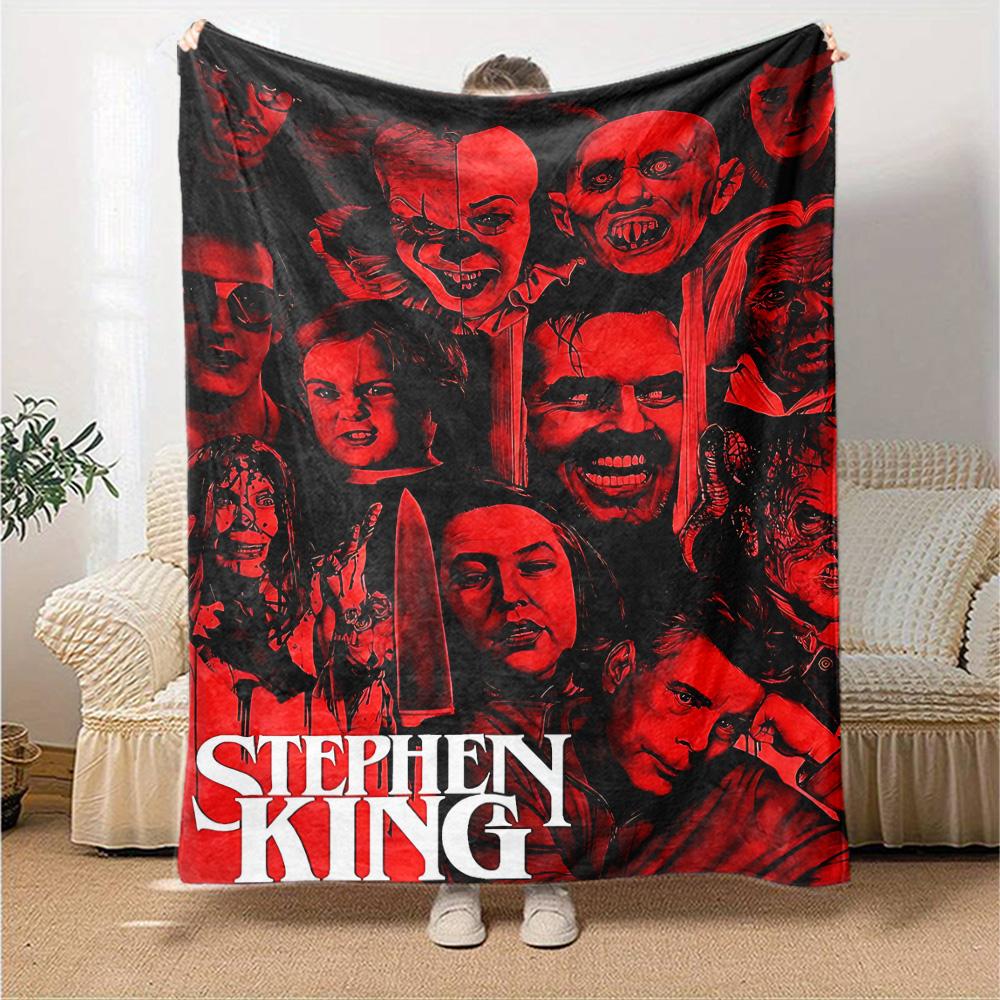 Stephen Horror Icons Flannel Blanket Super Soft Warm Cozy Blanket For Sofa Bed Office Travel Allseason Home Decor Gift