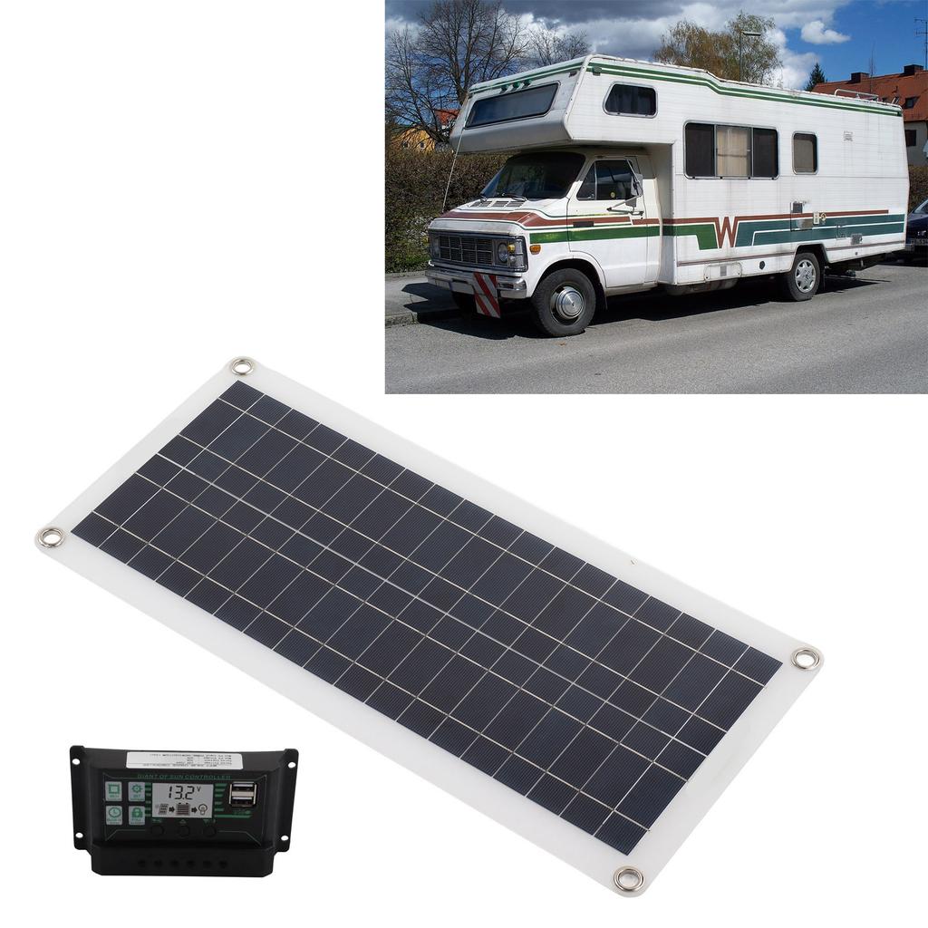 30W Solar Panel 30A Charger Voltage Controller Kit Polycrystalline Silicon for 12V Car RV Boat Marin
