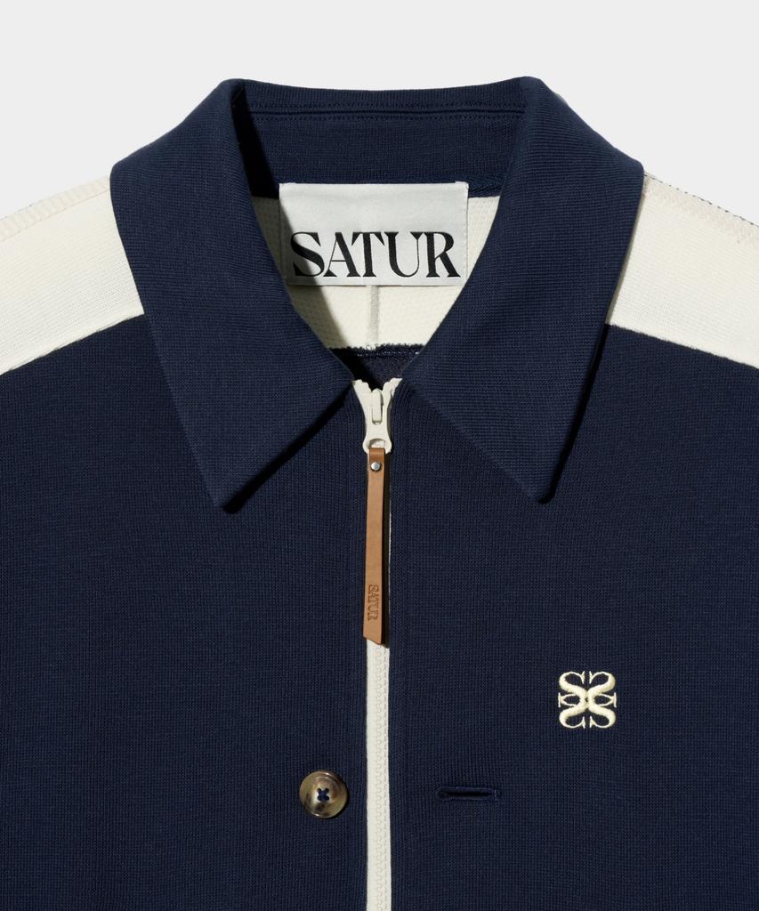 Satur Rawton Collar Track Zip-Up Jacket Classic Navy